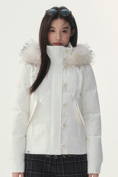 Retro-Daunenjacke in Weiß