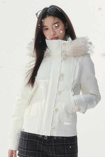 Retro-Daunenjacke in Weiß