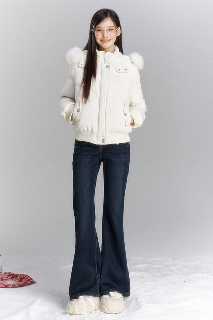 Short Hooded Down Jacket and Pants Set-Up