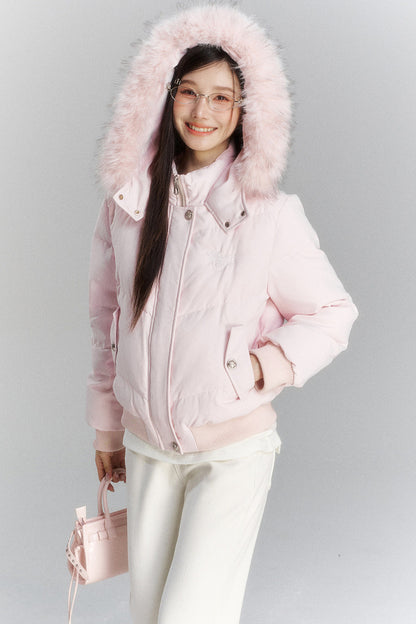 Short Hooded Down Jacket and Pants Set-Up