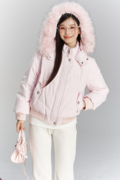 Short Hooded Down Jacket and Pants Set-Up