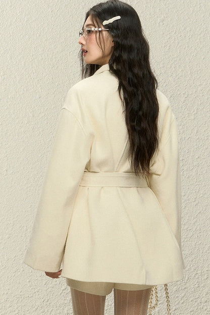 White Woolen Jacket and Pants Set-Up