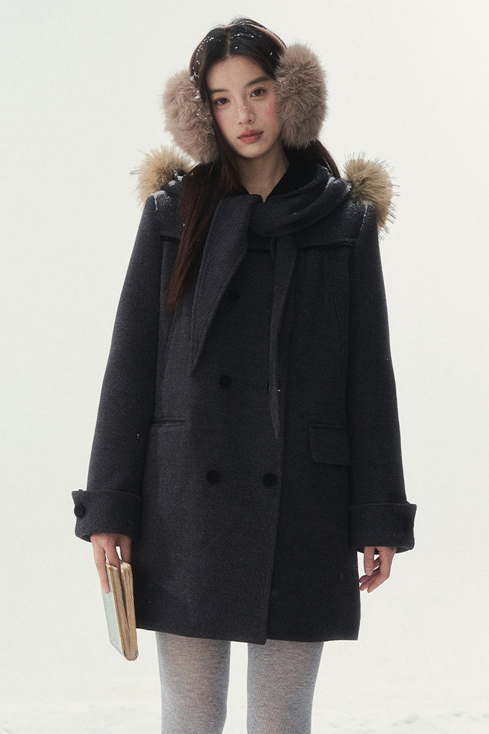 Dark Gray Doll Collar Coat