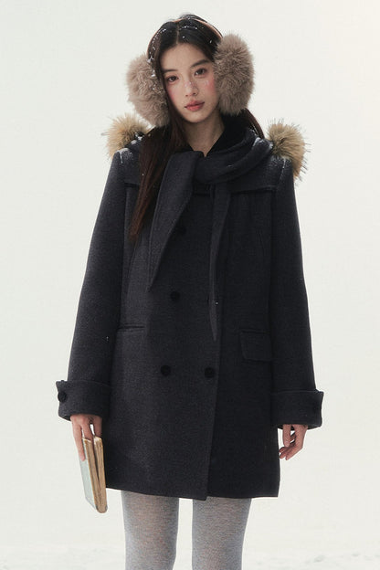 Dark Gray Doll Collar Coat