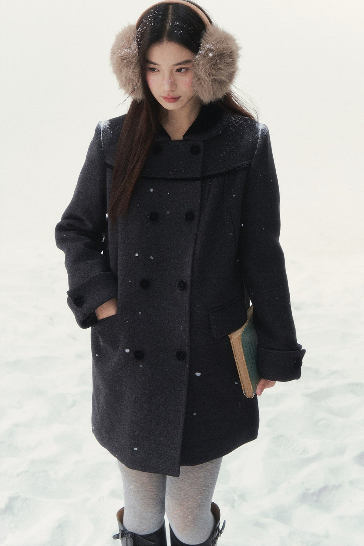 Dark Gray Doll Collar Coat