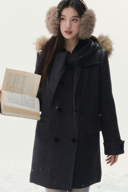 Dark Gray Doll Collar Coat