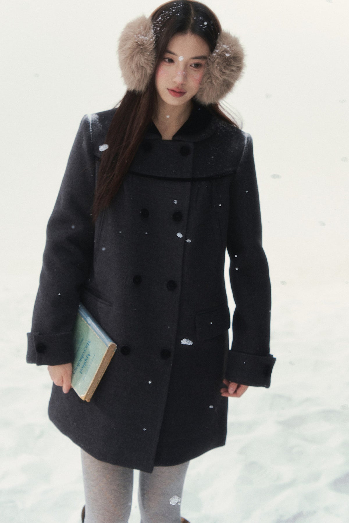 Dark Gray Doll Collar Coat