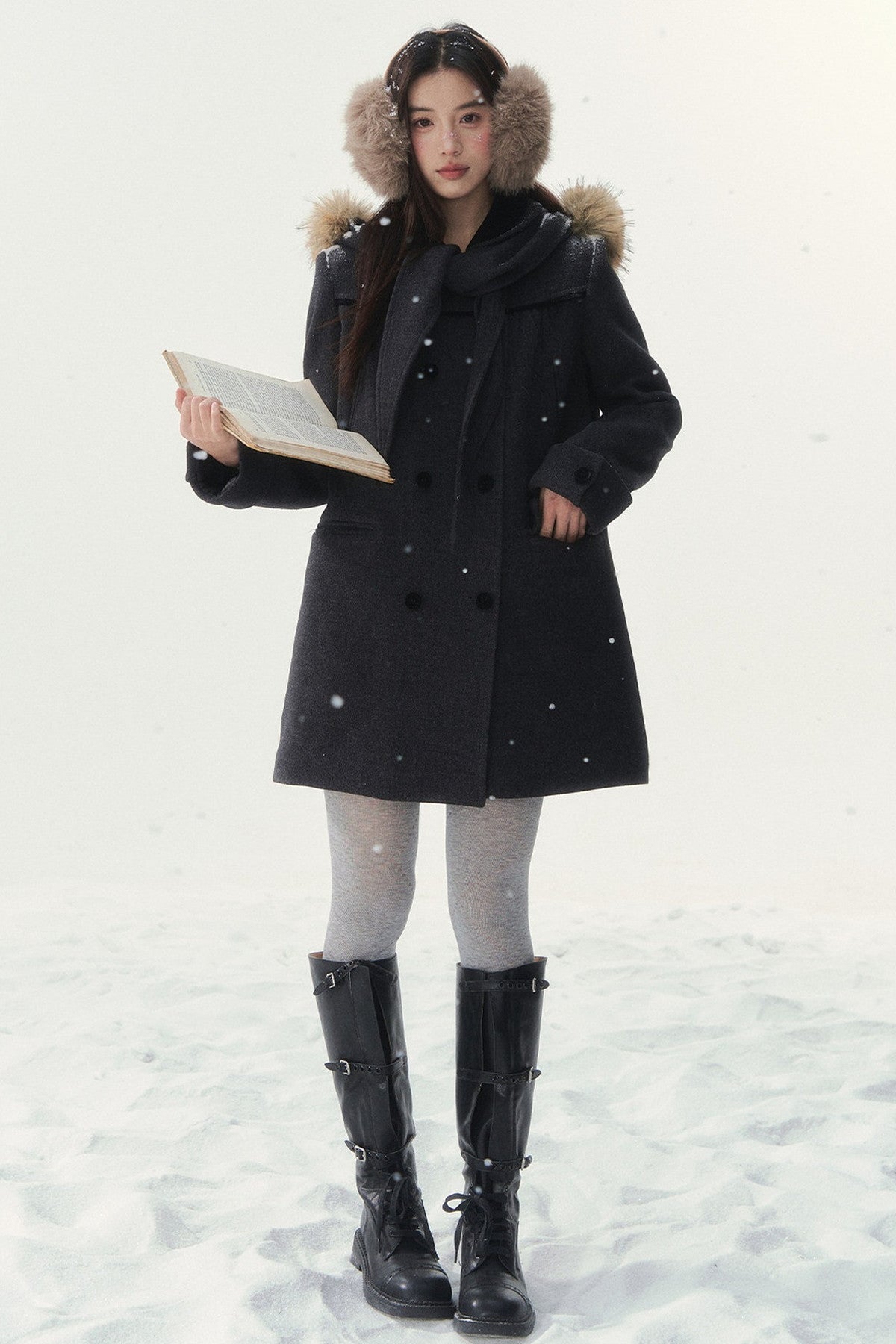 Dark Gray Doll Collar Coat