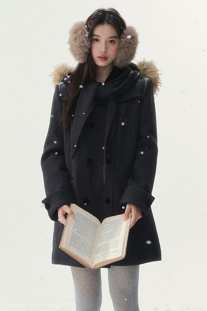 Dark Gray Doll Collar Coat