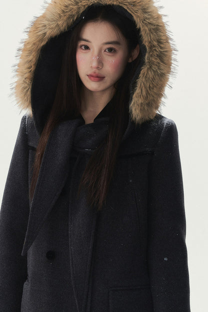 Dark Gray Doll Collar Coat