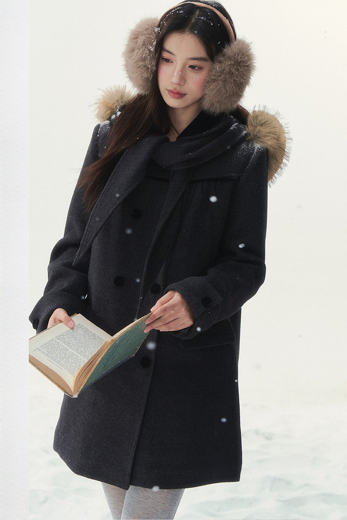 Dark Gray Doll Collar Coat