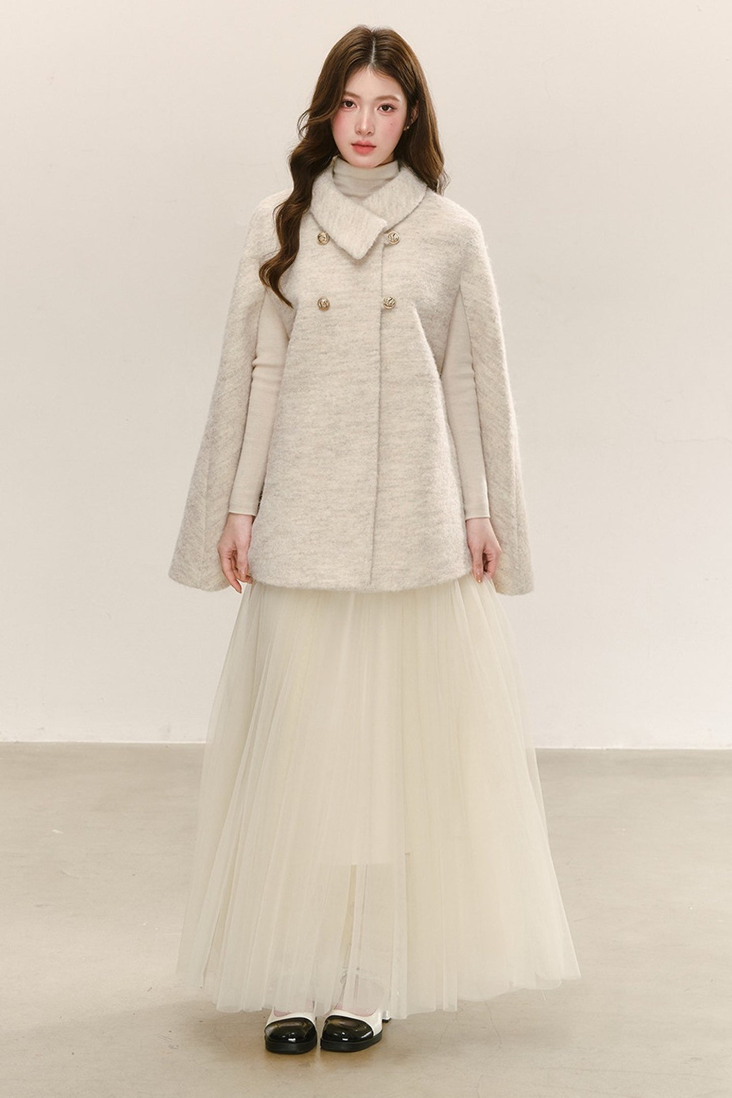 Woolen Cape Shawl Coat