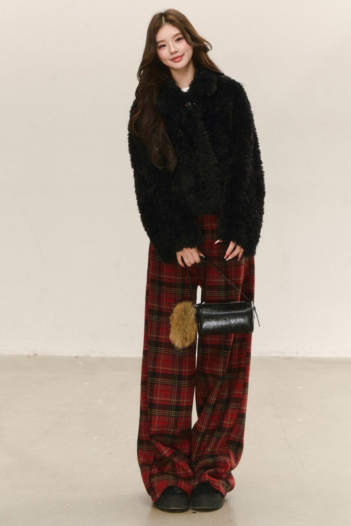Fuzzy Shearling Coat, Skirt and Pants Set-Up
