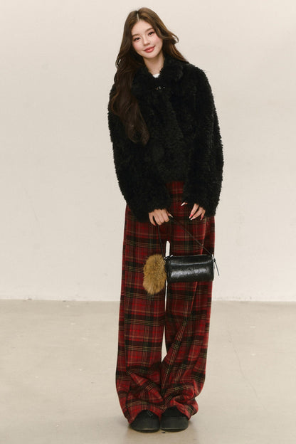 Fuzzy Shearling Coat, Skirt and Pants Set-Up