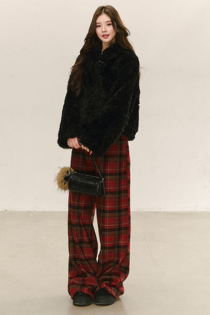 Fuzzy Shearling Coat, Skirt and Pants Set-Up
