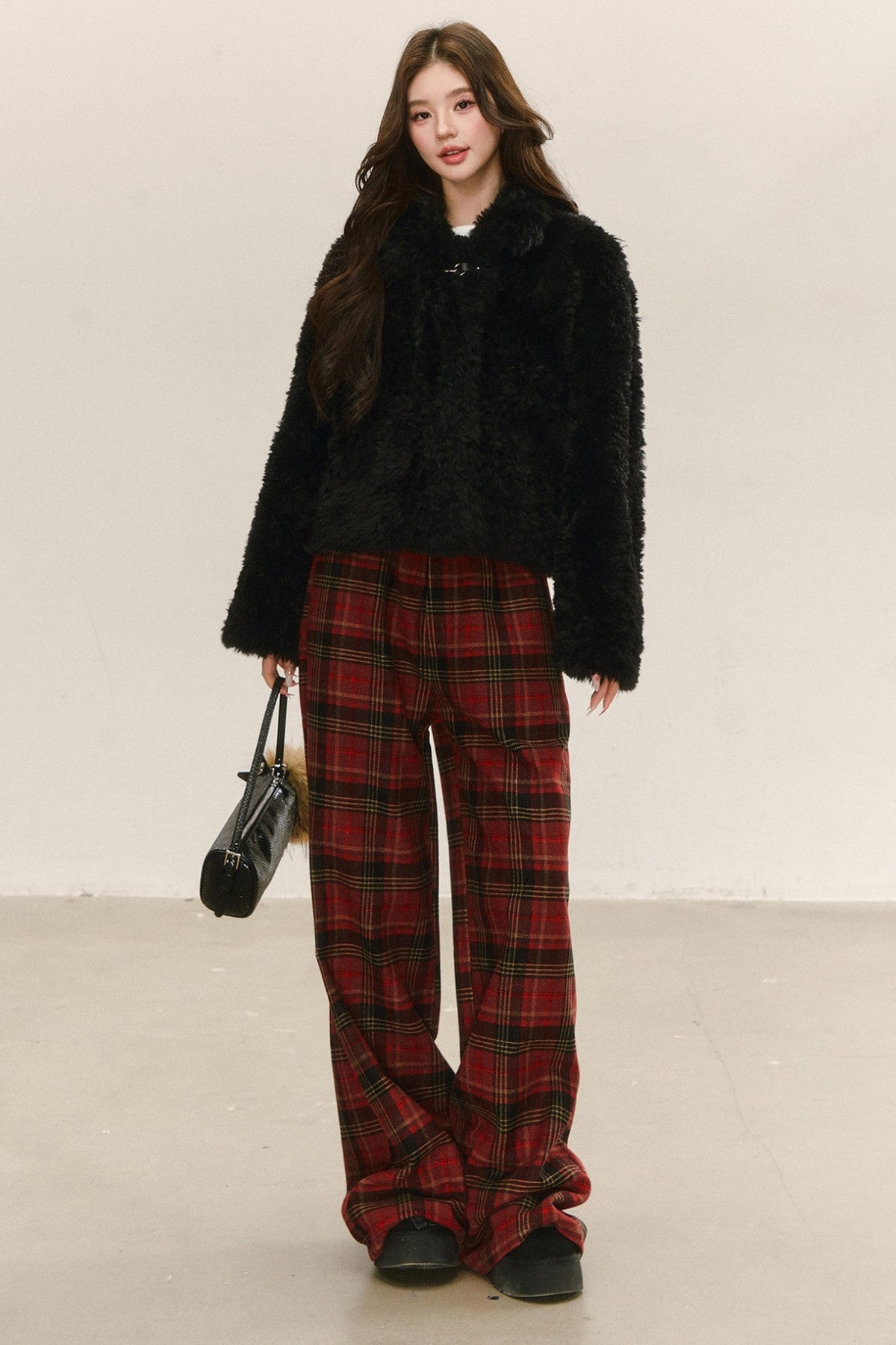Fuzzy Shearling Coat, Skirt and Pants Set-Up