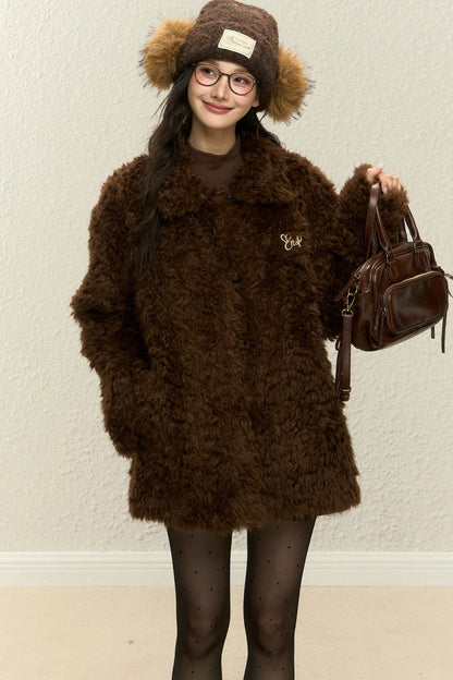 White Fur Integrated Jacket and Pants Set-Up