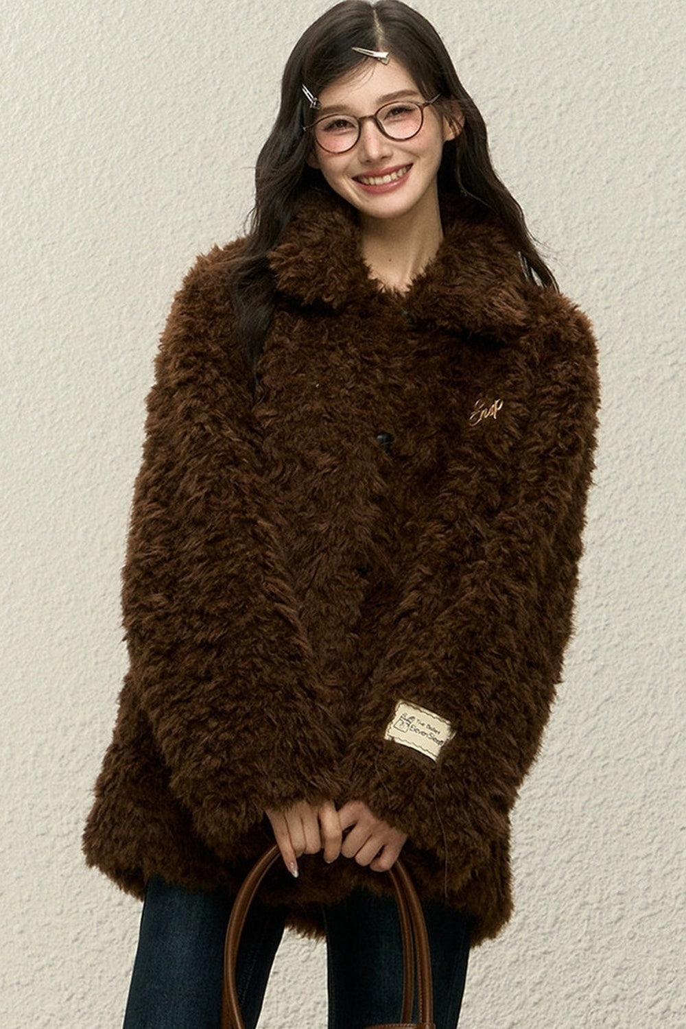 White Fur Integrated Jacket and Pants Set-Up