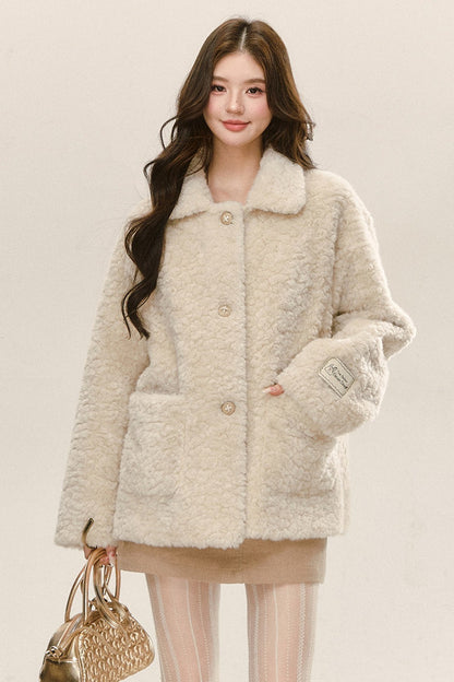 Thick Sheepskin Coat and Skirt Set-Up