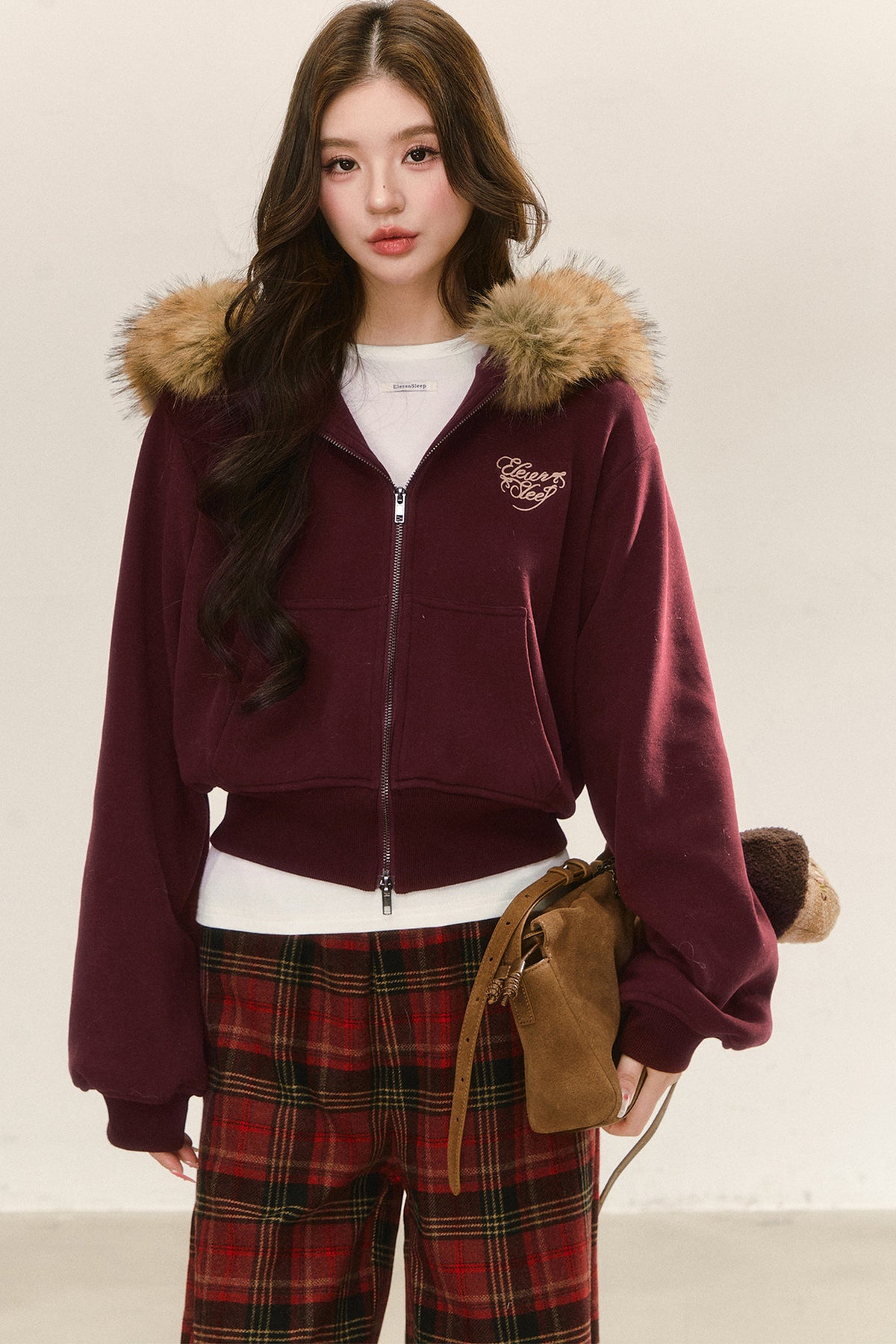 Red Fleece-Lined Hoodie and Pants Set-Up