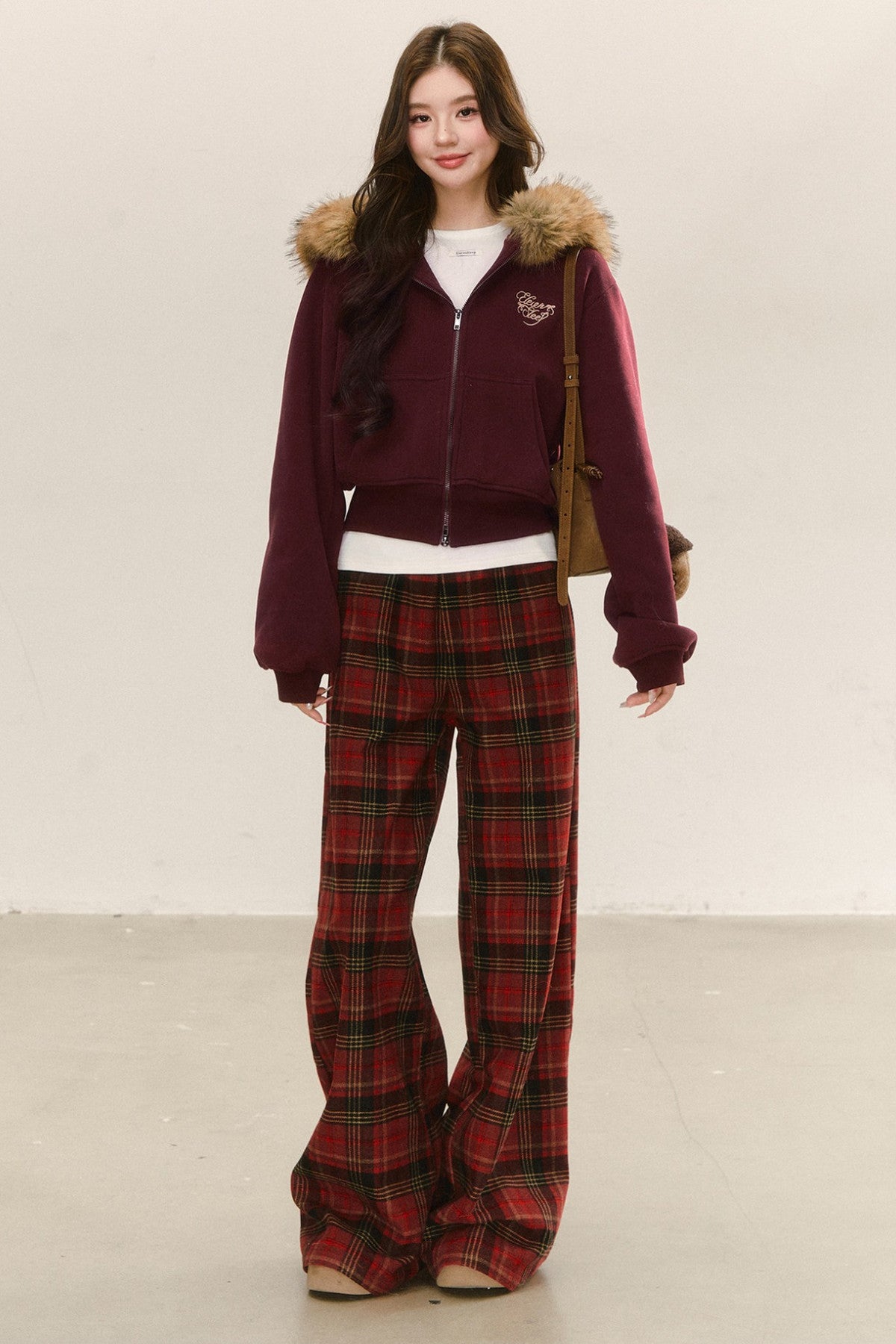 Red Fleece-Lined Hoodie and Pants Set-Up