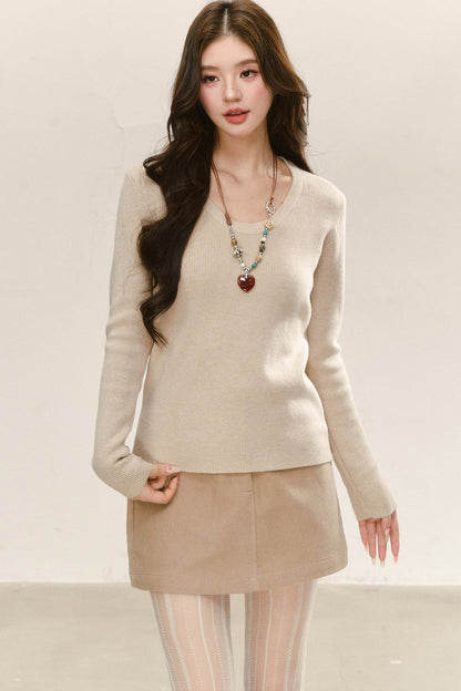 A-Line Corduroy Skirt and Top Set