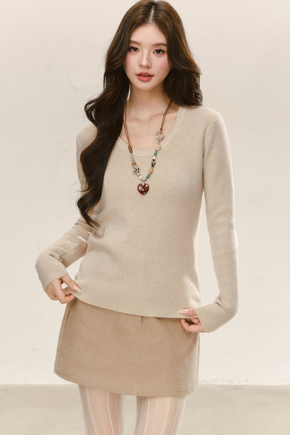 A-Line Corduroy Skirt and Top Set