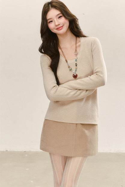 A-Line Corduroy Skirt and Top Set