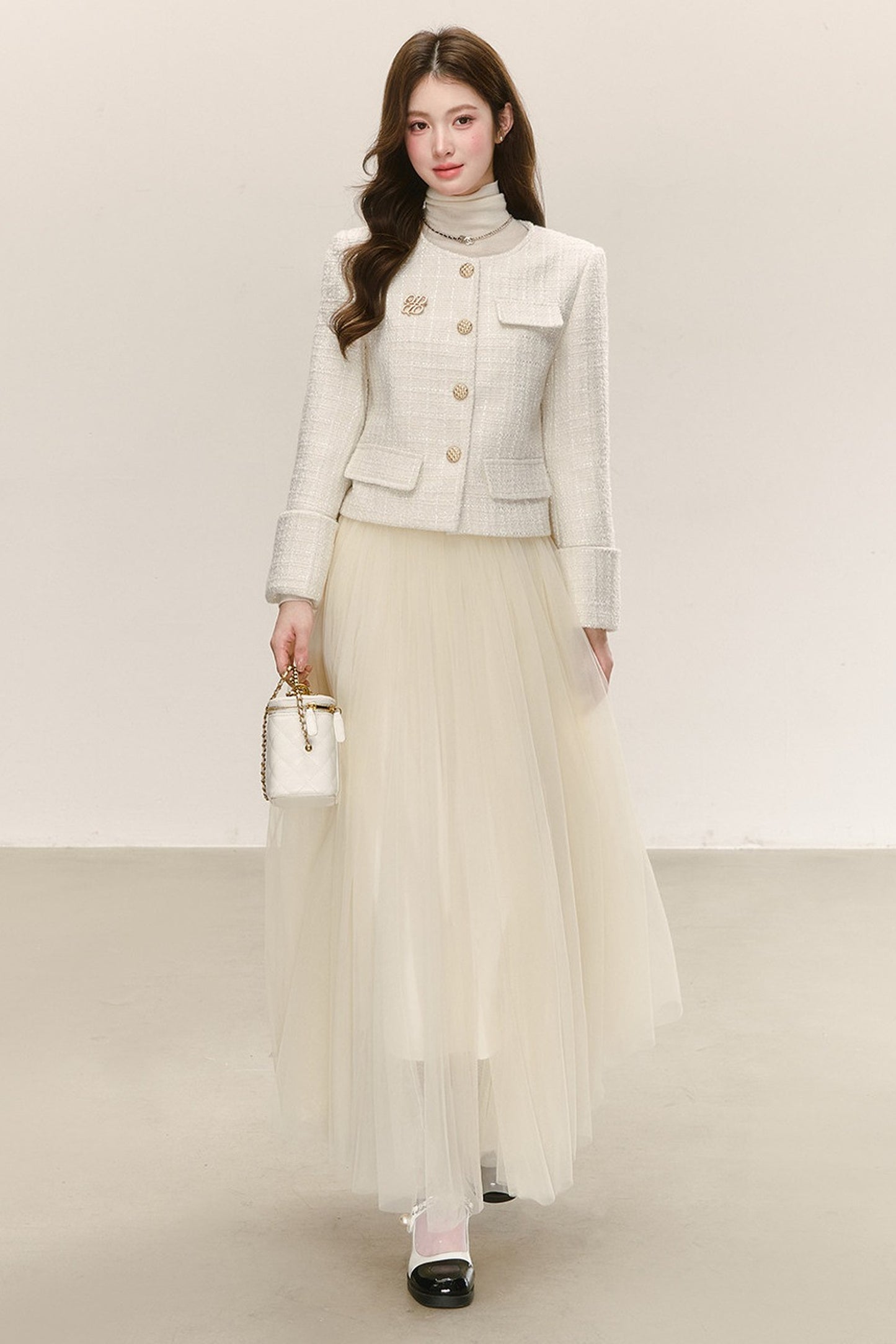 High-Waisted Loose-Fitting A-Line Mesh Skirt