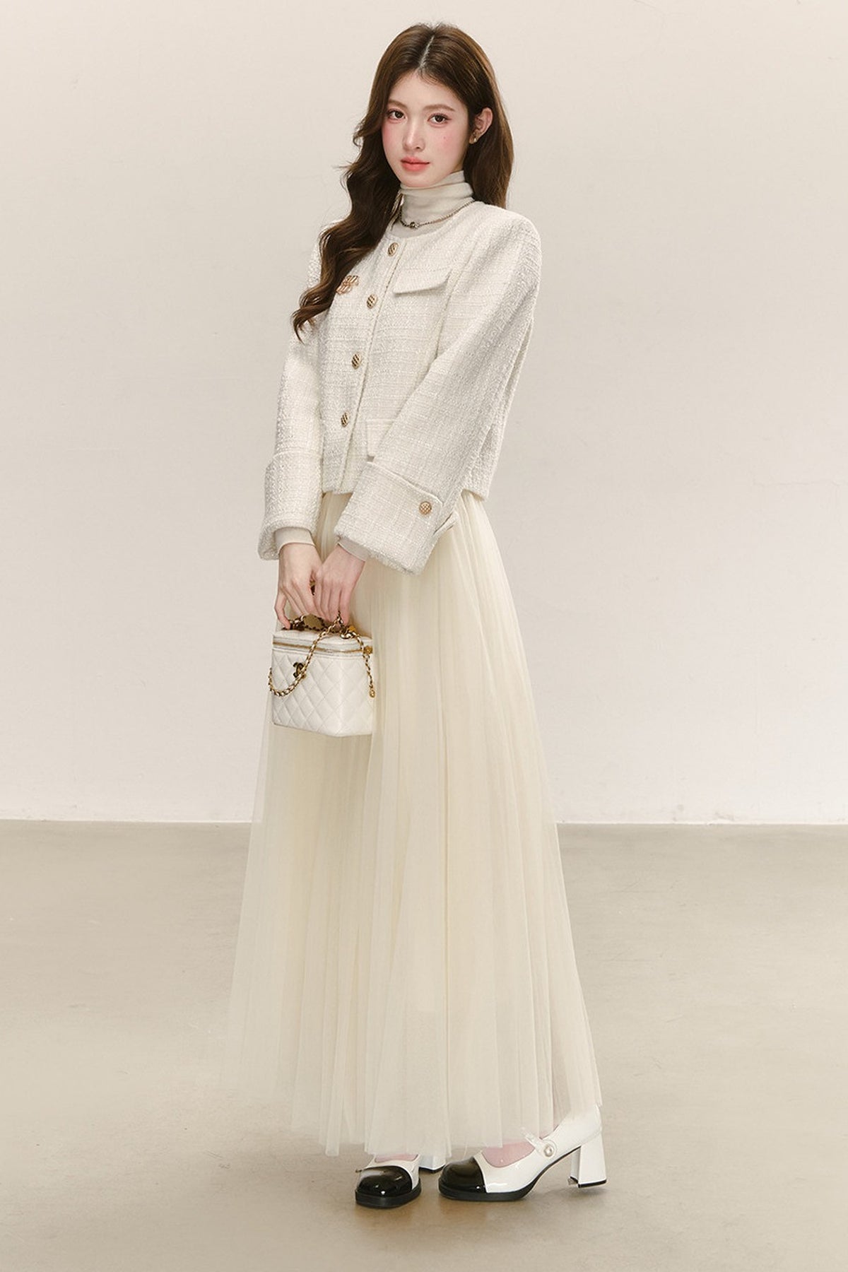 High-Waisted Loose-Fitting A-Line Mesh Skirt