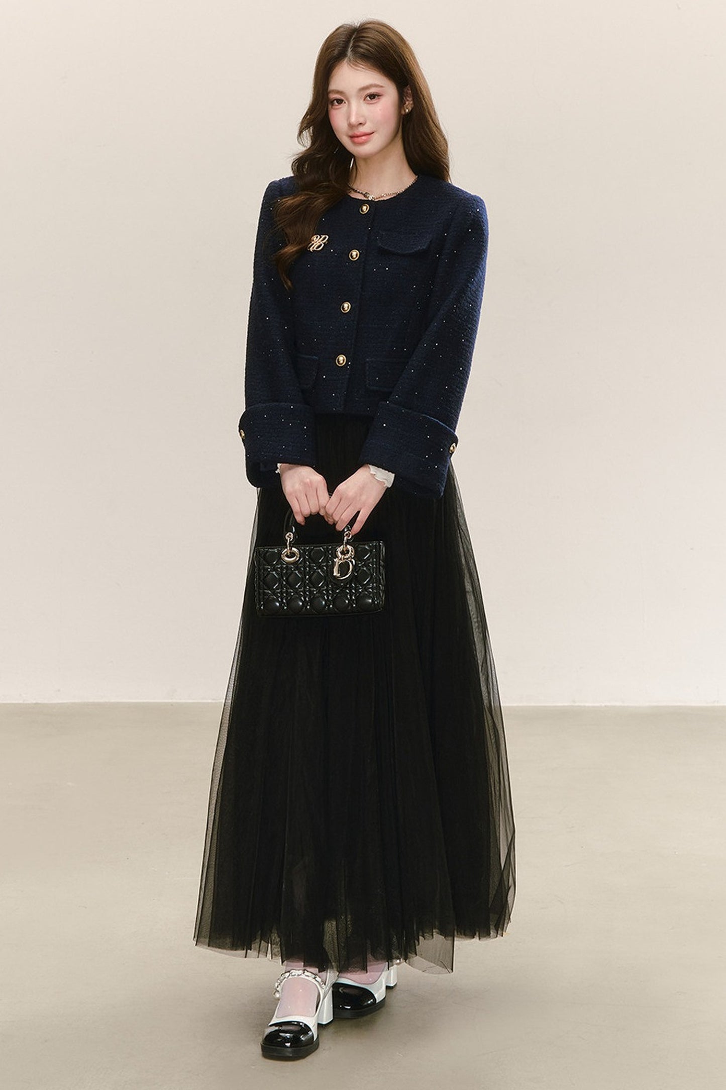 High-Waisted Loose-Fitting A-Line Mesh Skirt