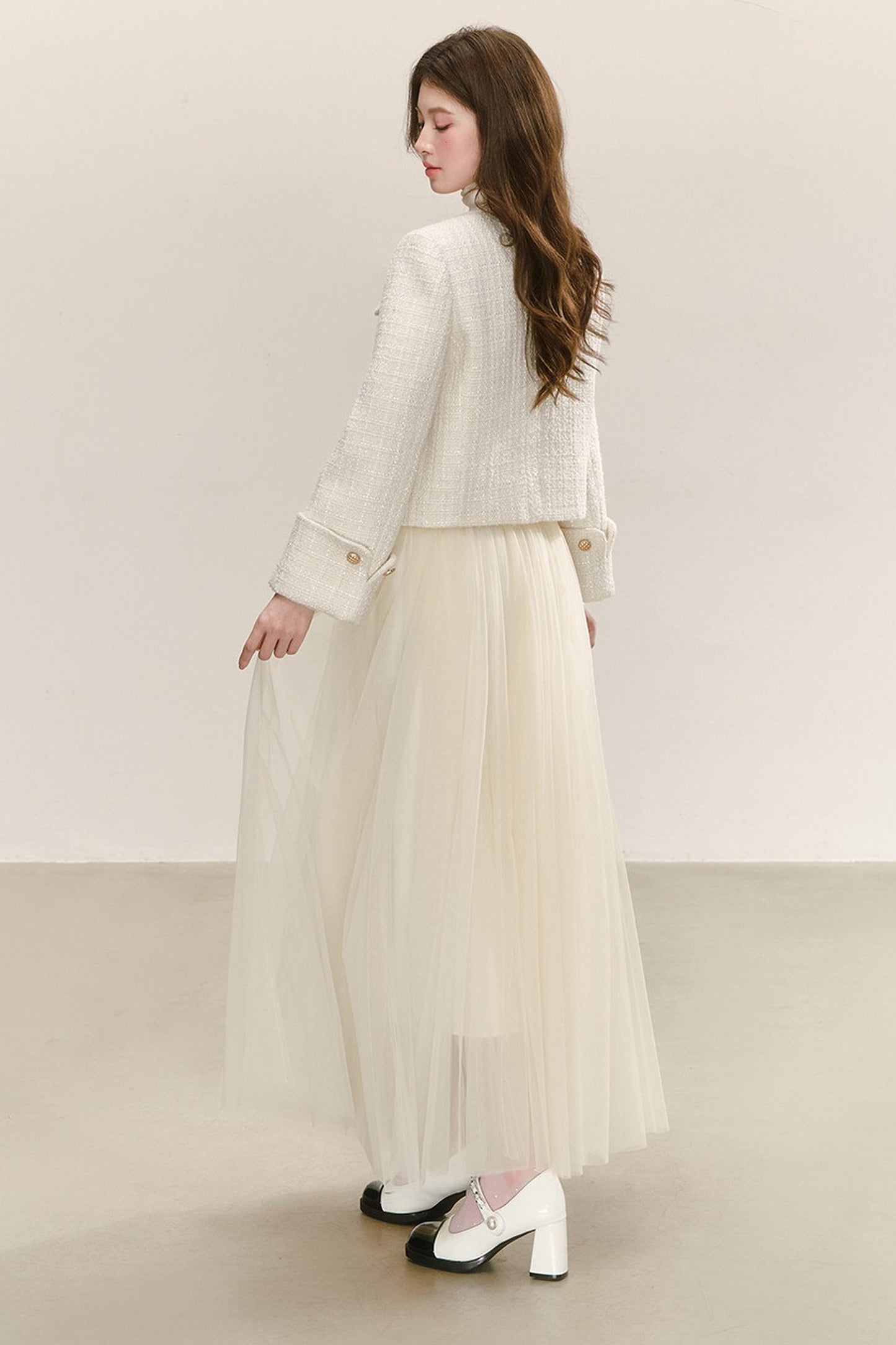 High-Waisted Loose-Fitting A-Line Mesh Skirt