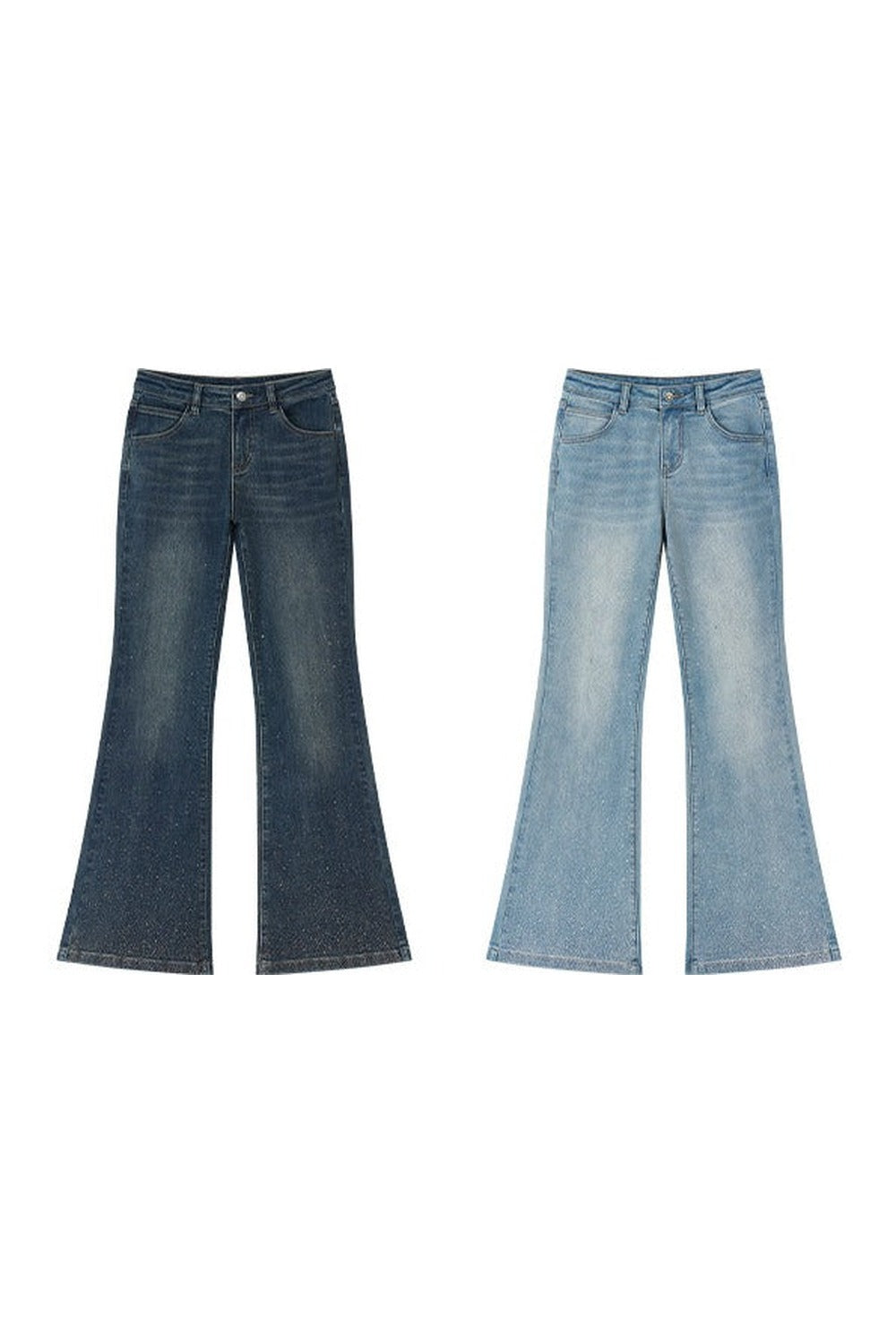 Retro-Jeans mit Strass und ausgestelltem Bein