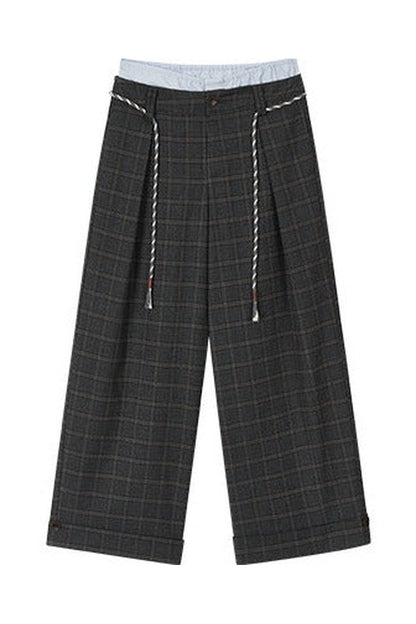Plaid Wool-Blend Suit Pants