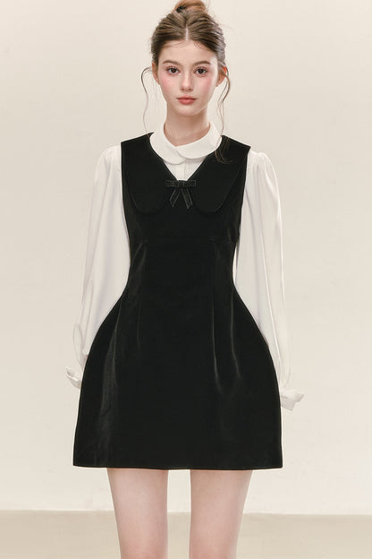Black Waist-Cinching Sleeveless Dress