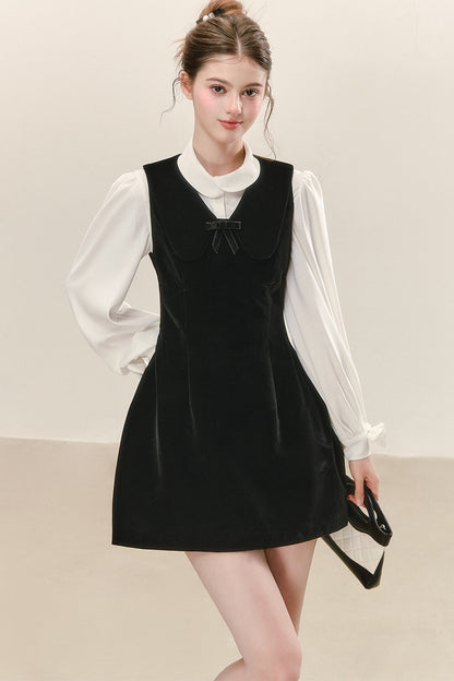 Black Waist-Cinching Sleeveless Dress