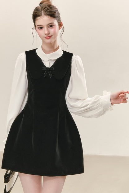 Black Waist-Cinching Sleeveless Dress