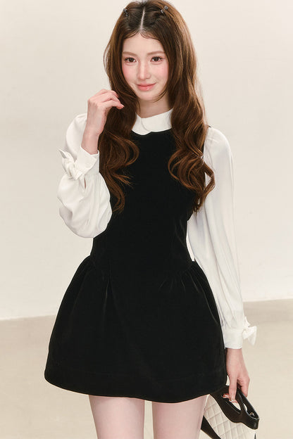 Sleeveless Black Tank Dress and Shirt Set