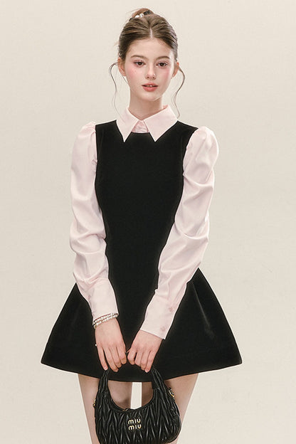 Sleeveless Black Tank Dress and Shirt Set
