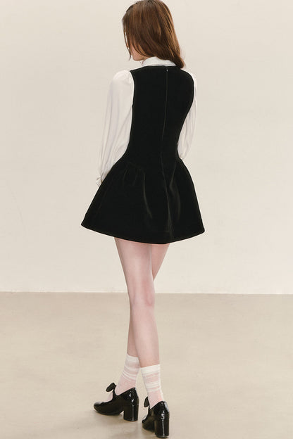 Sleeveless Black Tank Dress and Shirt Set