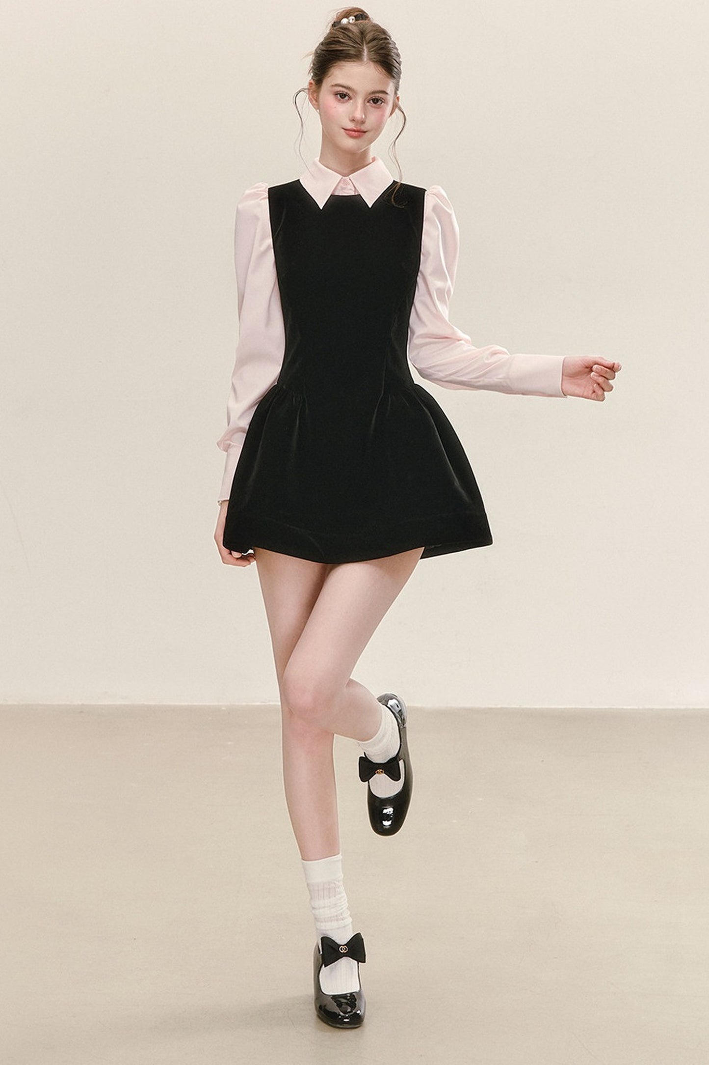 Sleeveless Black Tank Dress and Shirt Set