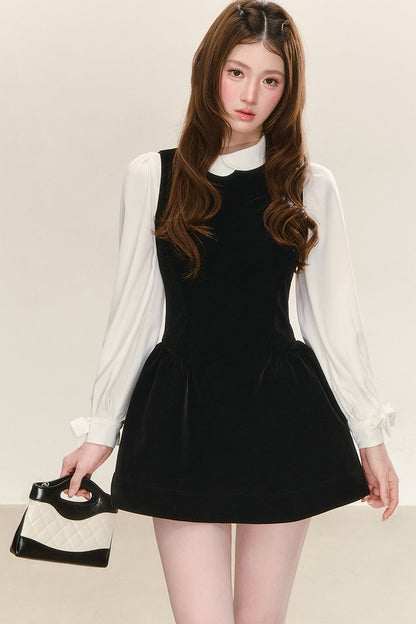 Sleeveless Black Tank Dress and Shirt Set
