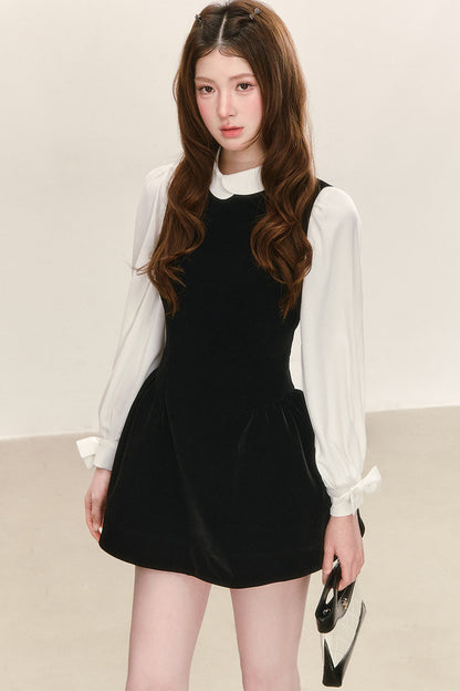 Sleeveless Black Tank Dress and Shirt Set