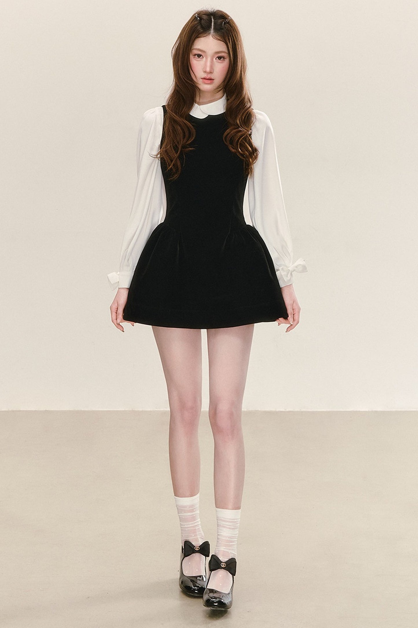 Sleeveless Black Tank Dress and Shirt Set