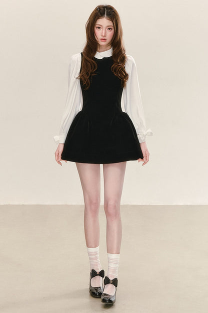 Sleeveless Black Tank Dress and Shirt Set