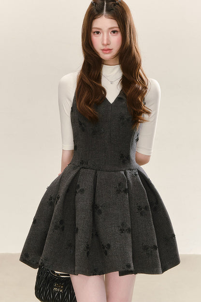 Vestido jacquard gris sin mangas