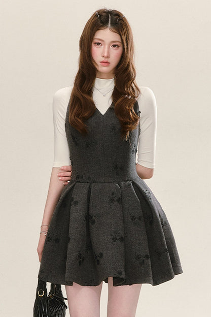Vestido jacquard gris sin mangas