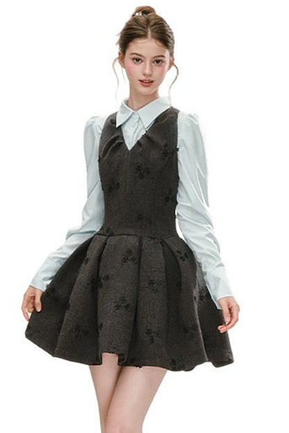 Vestido jacquard gris sin mangas