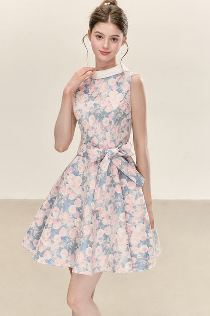 Ärmelloses A-Linien-Kleid mit Blumenmuster