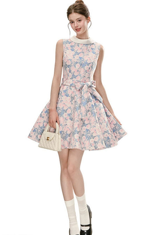 Floral Print Sleeveless A-Line Dress